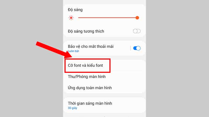 Chọn Cỡ font và kiểu font