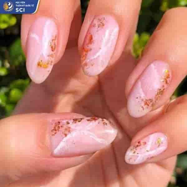 nail vân đá hồng