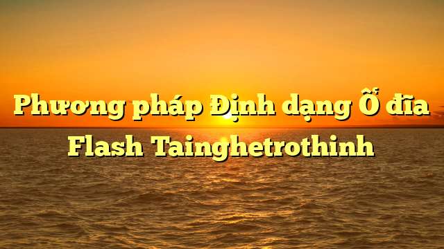 Phương pháp Định dạng Ổ đĩa Flash Tainghetrothinh